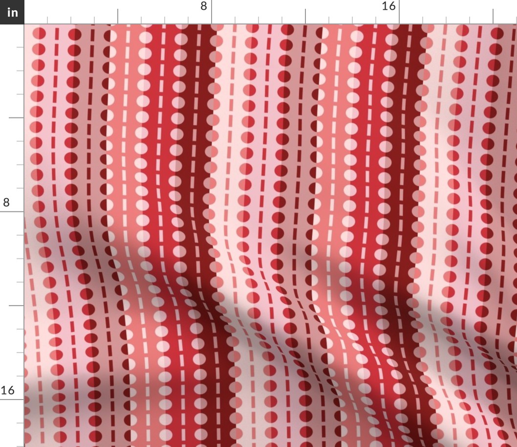 Large Scale - Vertical Pleated Stripes-Red to Pink Ombre