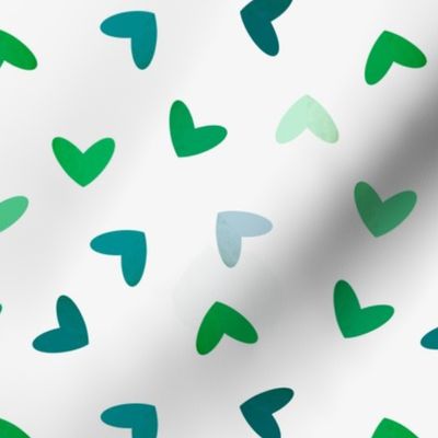 Simple gender neutral green and teal hearts
