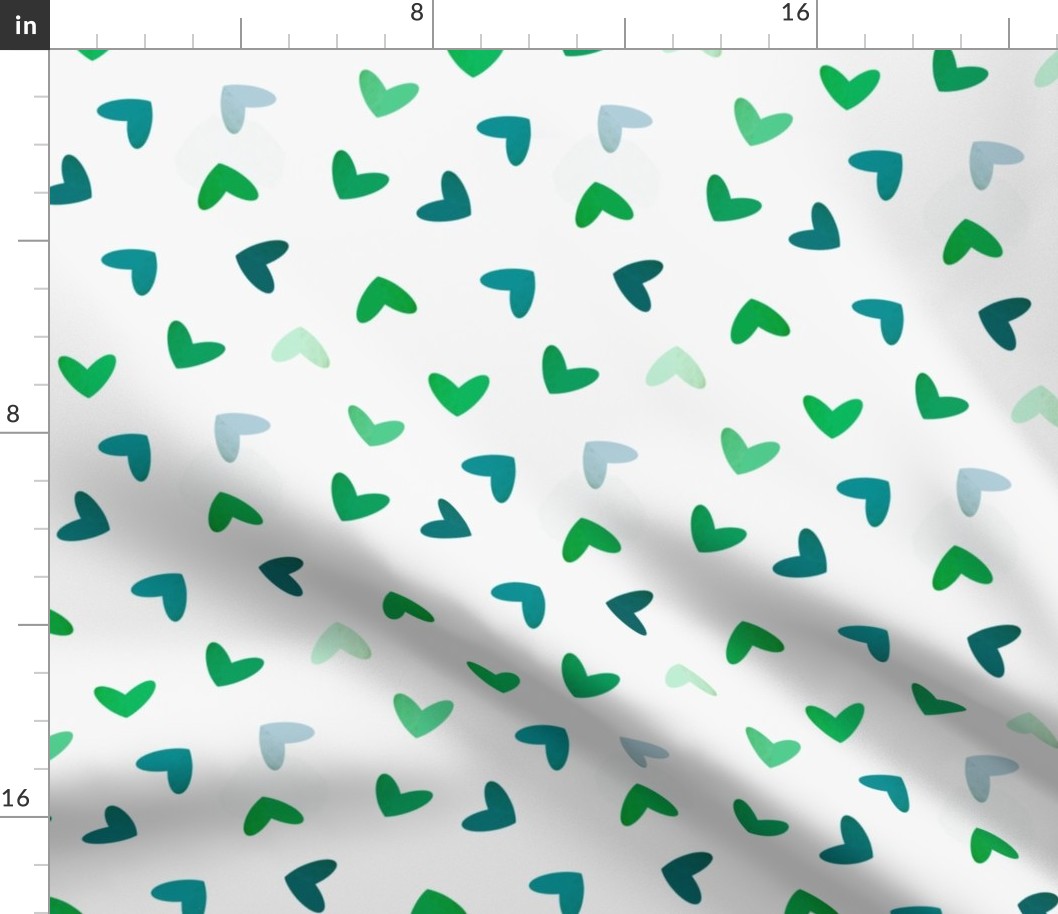 Simple gender neutral green and teal hearts