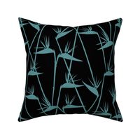  BIRDS OF PARADISE - LIGHT TEAL ON BLACK