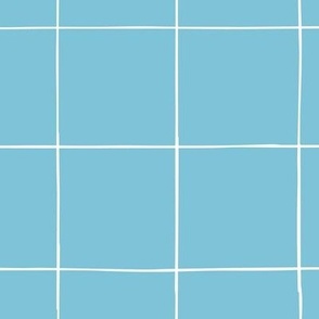 hand drawn squares in medium shade aqua turqoise blue