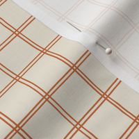 small - Rust Double Windowpane Grid lines on Cream