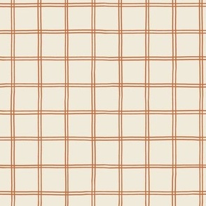 small // Rust Grid lines on Cream