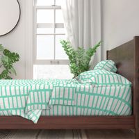 Turquoise Mint Blue Vertical Abstract Ladder Block Stipes on White (L)