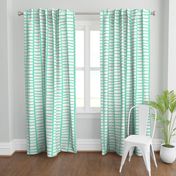 Turquoise Mint Blue Vertical Abstract Ladder Block Stipes on White (L)