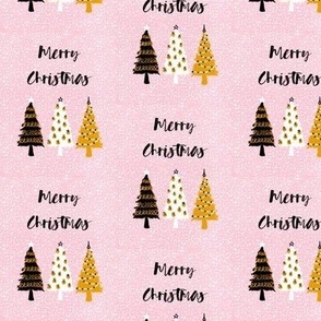 Merry Christmas Modern Trees Pink