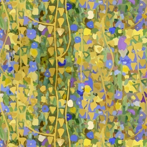 Green, lilac floral Klimt-Flowers and Vines, Green