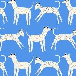 Happy Whippet Dogs - Bright Blue White