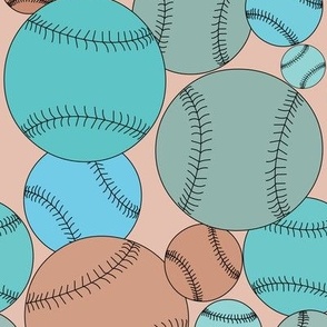 Colorful Baseballs Earth Tones