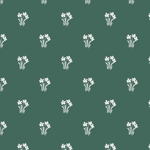 Daisy Floral Spray in Forest Green