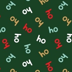 ho ho ho - Christmas holiday - multi on dark green - tossed - LAD21