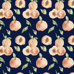 Watercolor Peaches with Navy Background