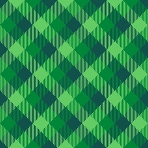 Retro green plaid diagonal checks