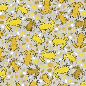 Amphibians - mustard yellow on grey 