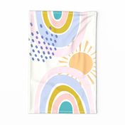 collage rainbows FQ tea towel in turquoise by Pippa Shaw