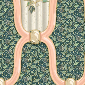 Ogee Nouveau Blossoms - Peach-Cool Green Leaves