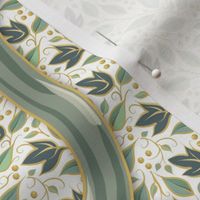 Sm Ogee Nouveau Blossom - White -Soft Green-Off-Wt-Stripes + Floral
