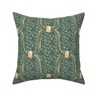 Sm Ogee Nouveau Leaves - Green   Deep Blue Green