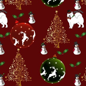 Gold  Trees, Snowmen, Samoyeds, & Reindeer!