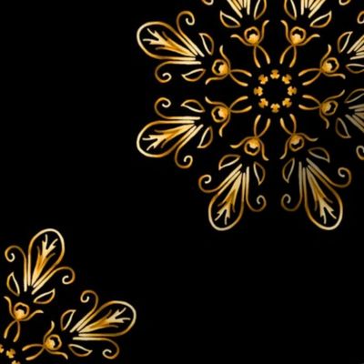 Gold on Black Fleur de Lis Kaleidoscope