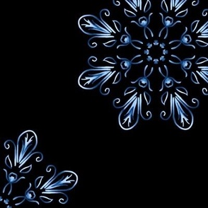 Blue on Black Fleur de Lis Kaleidoscope
