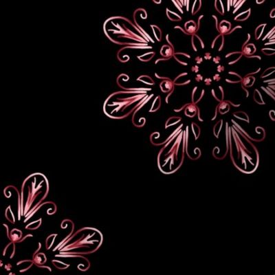 Red on Black Fleur de Lis Kaleidoscope