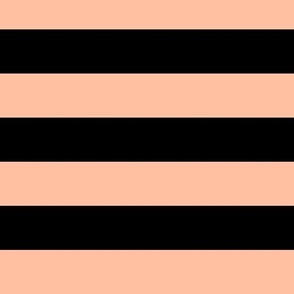 Large Horizontal Awning Stripe Pattern - Peach Sorbet and Black