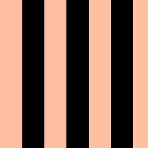 Large Vertical Awning Stripe Pattern - Peach Sorbet and Black