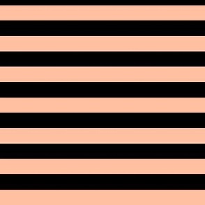 Horizontal Awning Stripe Pattern - Peach Sorbet and Black