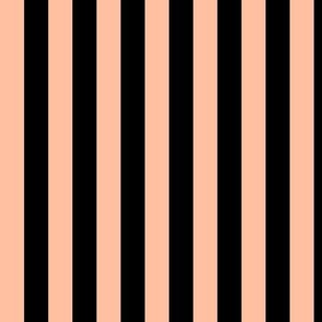 Vertical Awning Stripe Pattern - Peach Sorbet and Black