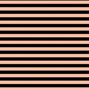 Horizontal Bengal Stripe Pattern - Peach Sorbet and Black