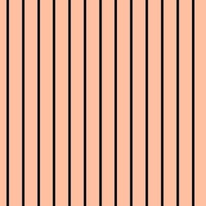 Vertical Pin Stripe Pattern - Peach Sorbet and Black