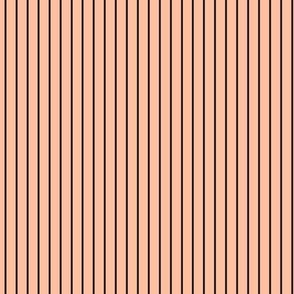 Small Vertical Pin Stripe Pattern - Peach Sorbet and Black