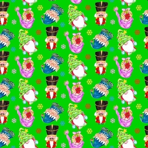 Adorable Gnomes on Green Background (Small)