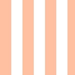 Large Vertical Awning Stripe Pattern - Peach Sorbet and White