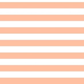 Horizontal Awning Stripe Pattern - Peach Sorbet and White