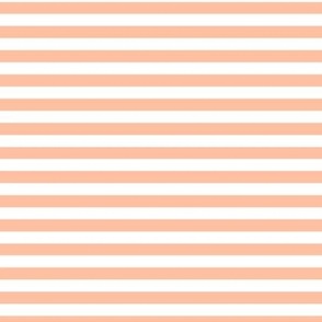 Horizontal Bengal Stripe Pattern - Peach Sorbet and White
