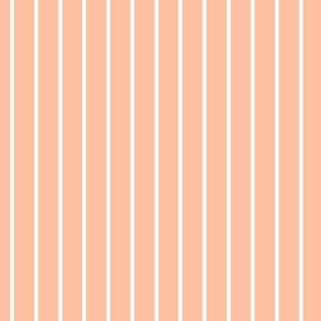 Vertical Pin Stripe Pattern - Peach Sorbet and White
