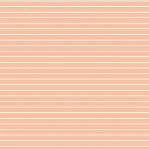 Small Horizontal Pin Stripe Pattern - Peach Sorbet and White