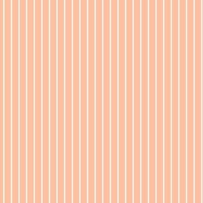 Small Vertical Pin Stripe Pattern - Peach Sorbet and White