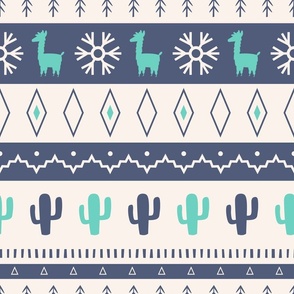 Llama Christmas boho stripes 