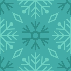 Simple Snowflakes on teal