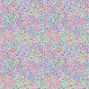 one-eighth size overlapping Ishihara colorblindness tests - Synergy 0011 colors