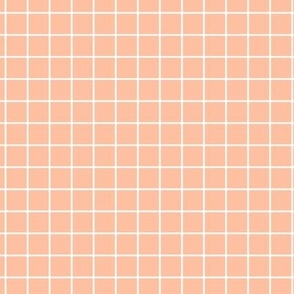 Grid Pattern - Peach Sorbet and White