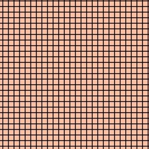 Small Grid Pattern - Peach Sorbet and Black