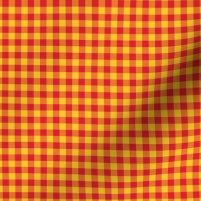 Small Gingham Pattern - Fiery Red and Maize