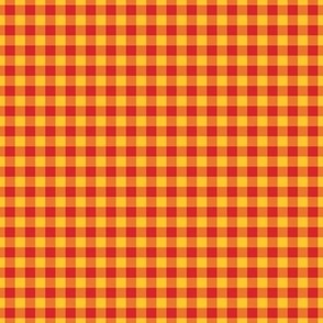 Small Gingham Pattern - Fiery Red and Maize