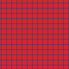 Grid Pattern - Fiery Red and Blue
