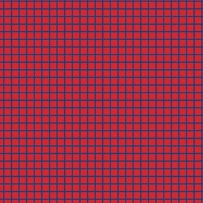 Small Grid Pattern - Fiery Red and Blue