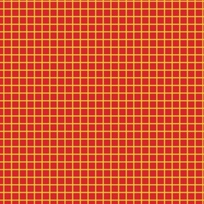 Small Grid Pattern - Fiery Red and Maize